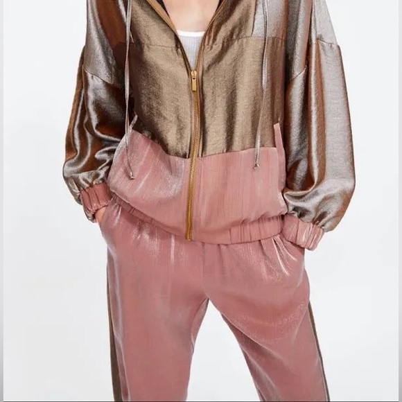 Zara Rose Gold Metallic Joggers - Picture 4 of 9